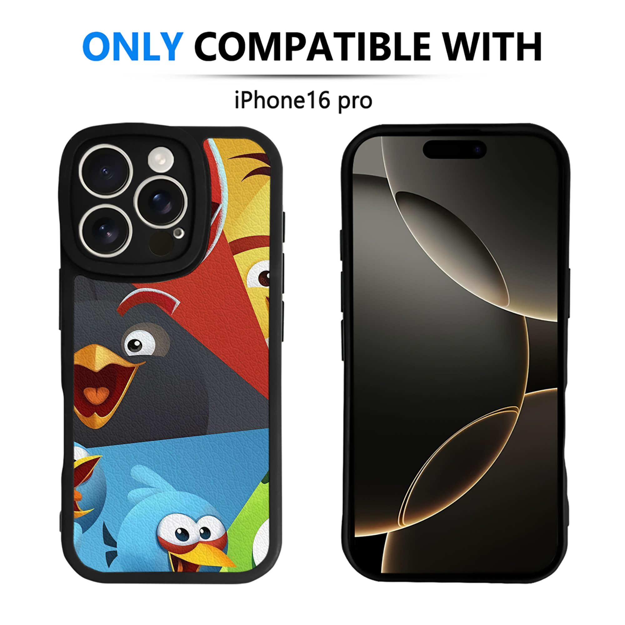 （画像用） Angry Birds アングリーバード 【iPhone 16シリーズ対応】シリコンスマホケース（レザー調） 材質：シリコン